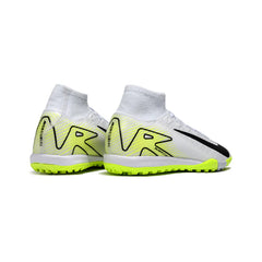 Chuteira Society TF Nike Zoom Mercurial Superfly 10 Elite Infantil Branca e Verde Fluorescente