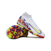 Chuteira Society TF Nike Zoom Mercurial Superfly 10 Elite Infantil Branca e Roxa