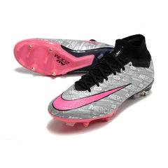 Chuteira Campo Molhado SG Nike Zoom Mercurial Superfly 9 Elite Cinza e Rosa