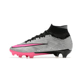 Chuteira Campo FG Nike Zoom Mercurial Superfly 9 Elite Cinza e Rosa Infantil