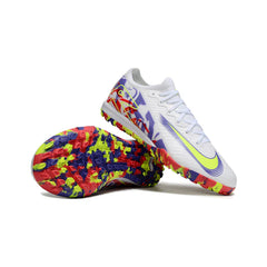 Chuteira Society TF Nike Zoom Mercurial Vapor 16 Elite Branca, Roxa e Vermelha Infantil