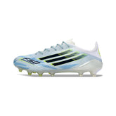 Chuteira Campo FG Adidas F50 Elite Azul-Clara, Branca e Preta