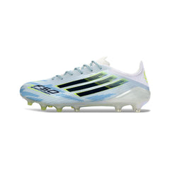 Chuteira Campo FG Adidas F50 Elite Azul-Clara, Branca e Preta