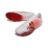 Chuteira Campo FG Adidas F50 Primeknit Elite Branca, Dourada e Vermelha