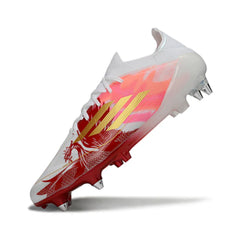 Chuteira Campo Molhado SG Adidas F50 Primeknit Elite Branca, Dourada e Vermelha