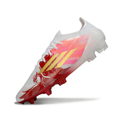 Chuteira Campo FG Adidas F50 Primeknit Elite Branca, Dourada e Vermelha