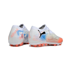 Chuteira Campo Sintético AG Puma Future 8 Low Cut Branca, Laranja e Azul