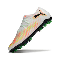 Chuteira Campo Sintético AG Puma Future 8 Low Cut Branca, Laranja e Amarela