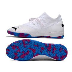 Chuteira Futsal IC Puma Future Z 1.3 Branca Azul e Rosa