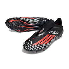 Chuteira Campo FG Adidas F50 Elite Sem Cadarço Preto, Vermelho e Branco