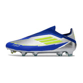 Chuteira Campo FG Adidas F50 Elite Sem Cadarço Azul e Prateado