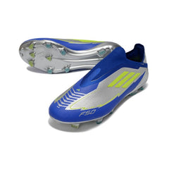 Chuteira Campo FG Adidas F50 Elite Sem Cadarço Azul e Prateado