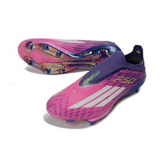 Chuteira Campo FG Adidas F50+ Elite Sem Cadarço Rosa e Roxa