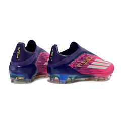 Chuteira Campo FG Adidas F50 Elite Sem Cadarço Rosa, Roxa e Branca