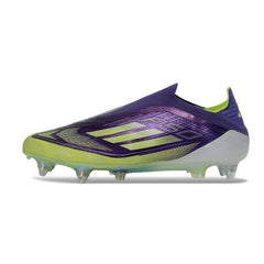 Chuteira Campo Molhado SG Adidas F50 Elite Sem Cadarço Roxa e Verde