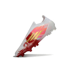 Chuteira Campo FG Adidas F50 Elite Sem Cadarço Branca, Dourada e Vermelha