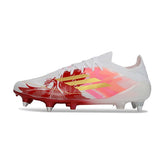 Chuteira Campo Molhado SG Adidas F50 Elite Sem Cadarço Branca, Dourada e Vermelha