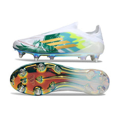 Chuteira Campo Molhado SG Adidas F50 Elite Sem Cadarço Branca e Verde