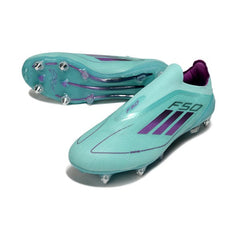Chuteira Campo Molhado SG Adidas F50 Elite Sem Cadarço Azul-Clara