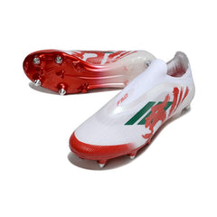 Chuteira Campo Molhado SG Adidas F50 Elite Sem Cadarço Branca e Vermelha