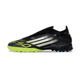 Chuteira Society TF Adidas F50 Sem Cadarço Elite Preta e Verde