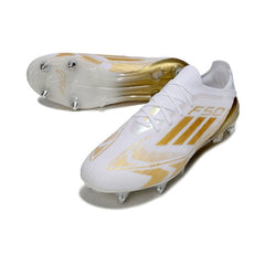Chuteira Campo Molhado SG Adidas F50 Primeknit Elite Branca e Dourada