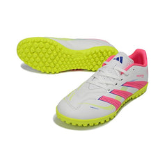 Chuteira Society TF Adidas Predator 25 Elite Rosa, Branca e Amarela