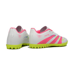 Chuteira Society TF Adidas Predator 25 Elite Rosa, Branca e Amarela
