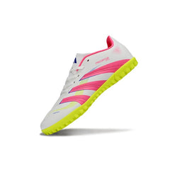 Chuteira Society TF Adidas Predator 25 Elite Rosa, Branca e Amarela