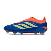 Chuteira Campo FG Adidas Predator 26 Elite Sem Cadarço Azul e Laranja