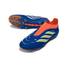 Chuteira Campo FG Adidas Predator 26 Elite Sem Cadarço Azul e Laranja