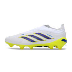 Chuteira Campo FG Adidas Predator 26 Elite Sem Cadarço Branca e Amarela