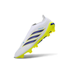 Chuteira Campo FG Adidas Predator 26 Elite Sem Cadarço Branca e Amarela