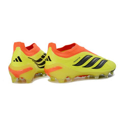 Chuteira Campo FG Adidas Predator 26 Elite Sem Cadarço Amarela e Laranja