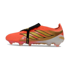 Chuteira Campo FG Adidas Predator 26 Elite Com Língua Laranja e Dourada