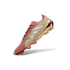 Chuteira Campo FG Adidas Predator 26 Elite Rosa, Dourada e Bege