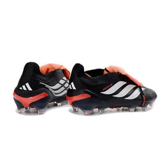 Chuteira Campo FG Adidas Predator 26 Elite Com Língua Preta, Vermelha e Branca
