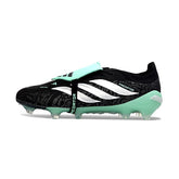 Chuteira Campo FG Adidas Predator 26 Elite Com Língua Preta, Branca e Verde