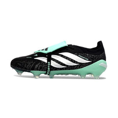 Chuteira Campo FG Adidas Predator 26 Elite Com Língua Preta, Branca e Verde