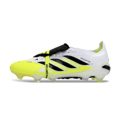 Chuteira Campo FG Adidas Predator 26 Elite Com Língua Preta, Amarela e Branca