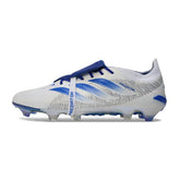 Chuteira Campo FG Adidas Predator 26 Elite Com Língua Azul e Branco