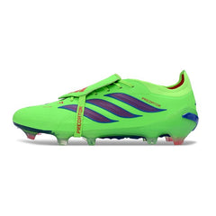 Chuteira Campo FG Adidas Predator 26 Elite Com Língua Verde Fluorescente e Azul