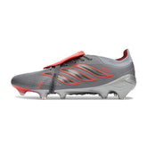 Chuteira Campo FG Adidas Predator 26 Elite Com Língua Cinza e Laranja