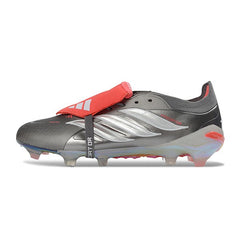 Chuteira Campo FG Adidas Predator 26 Elite Com Língua Cinza e Laranja