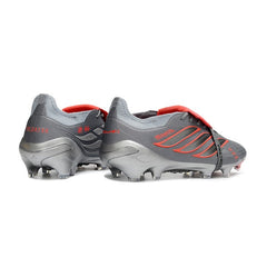 Chuteira Campo FG Adidas Predator 26 Elite Com Língua Cinza e Laranja
