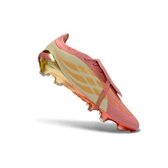Chuteira Campo FG Adidas Predator 26 Elite Com Língua Rosa e Bege