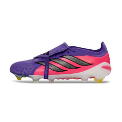 Chuteira Campo FG Adidas Predator 26 Elite Com Língua Rosa e Roxa Infantil