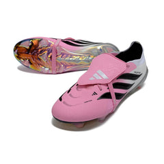 Chuteira Campo FG Adidas Predator 26 Elite Com Língua Rosa, Preta e Branca