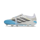 Chuteira Campo FG Adidas Predator 26 Elite Com Língua Branca e Azul