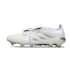 Chuteira Campo FG Adidas Predator 26 Elite Com Língua Branca e Prateada